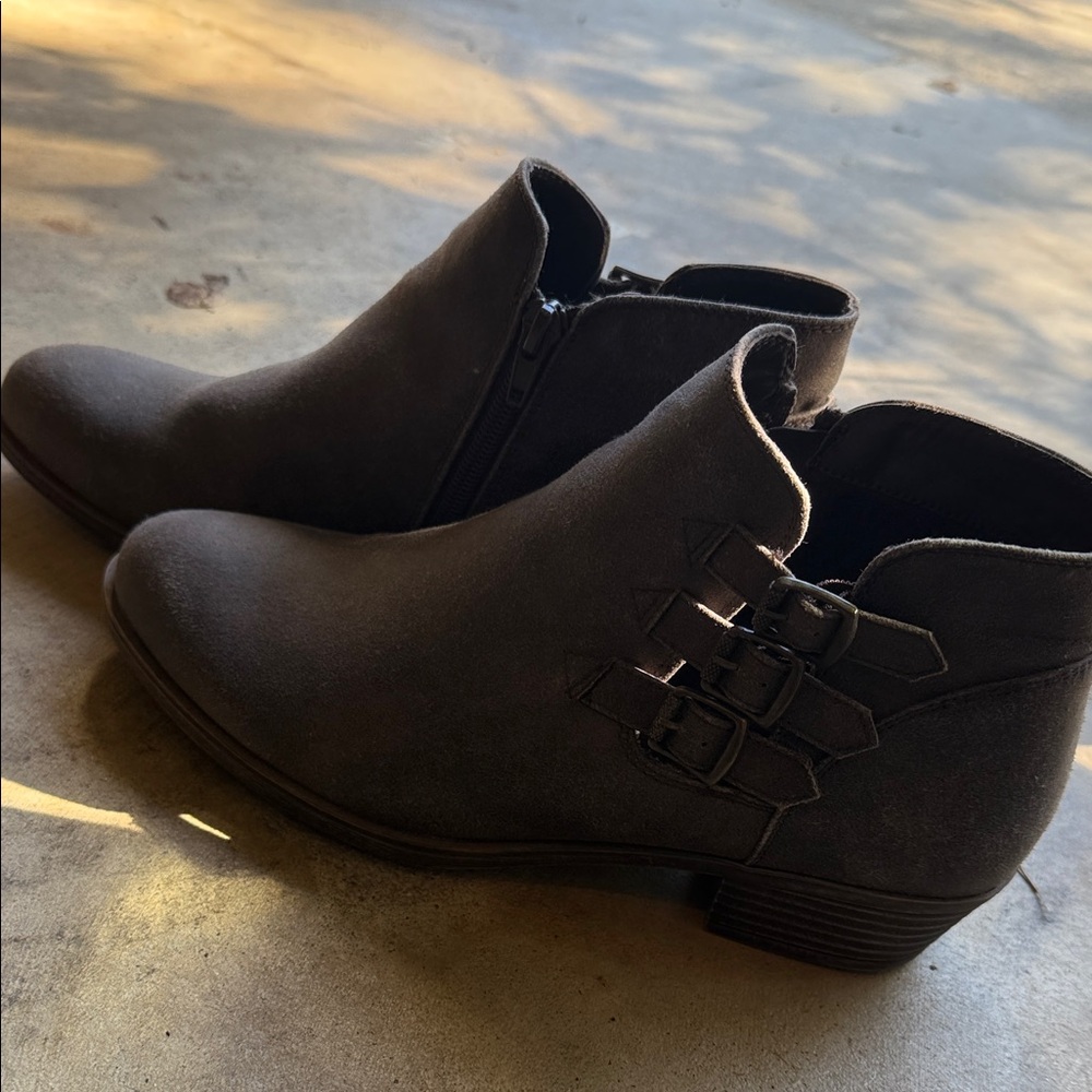 Sugar Dark Brown Ankle Booties with Triple Buckle